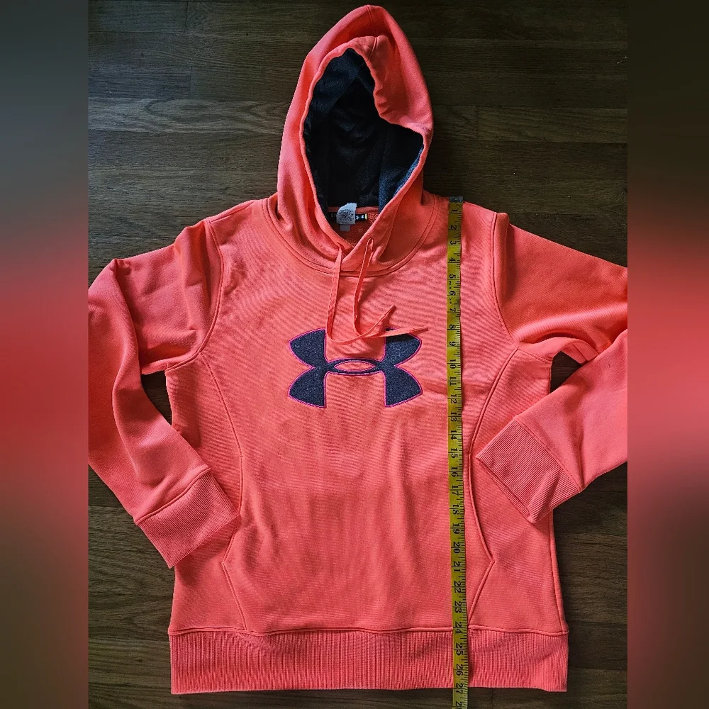 Under Armour Semi Fitted Large Logo Orange Pullover Sweatshirt Womens Size Large - Picture 11 of 14